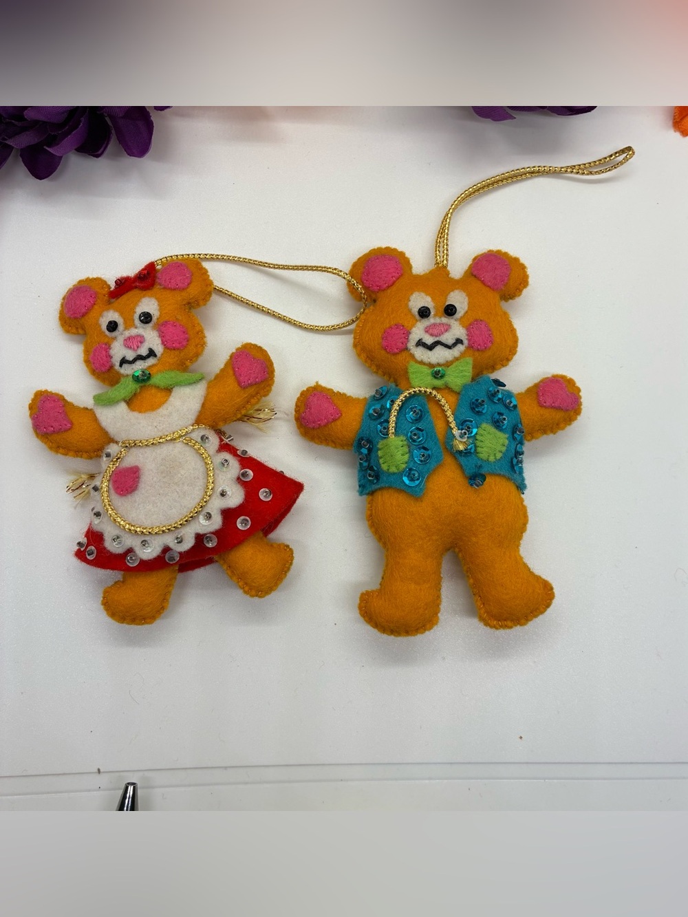 Vintage Bear Christmas Ornaments